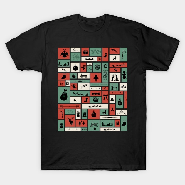 Merry Christmas Masonry Pattern T-Shirt by All About Nerds